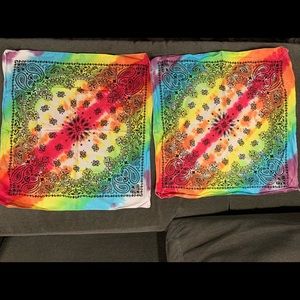 4 rainbow tie dye bandanas, cotton